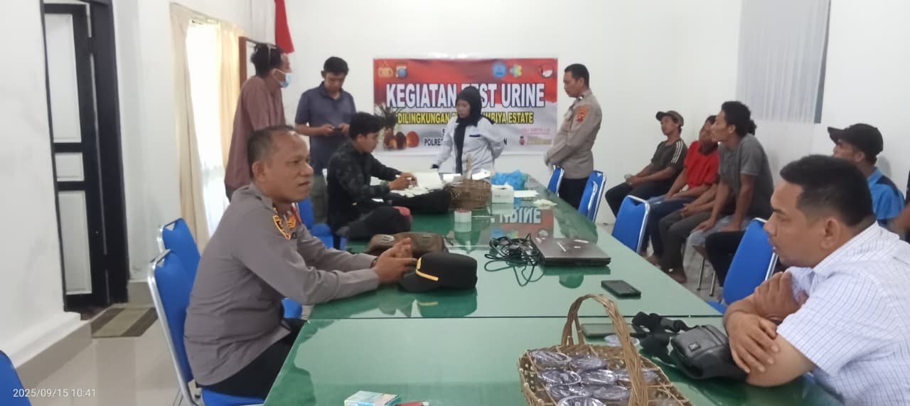 Sat Narkoba Polres Labuhanbatu Selatan Bersama GRANAT dan LAN Gelar Tes Urine Karyawan PT Rumbiya Estate 2 Polres Labuhanbatu Selatan