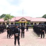 Polres Langkat Apel Pengembalian Pasukan Brimob Polri Pasca Penanggulangan Banjir di Langkat
