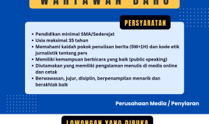 Halo Sumut Buka Rekrutmen Wartawan Baru, Ini Posisi dan Persyaratannya Poster Rekrutmen Karyawan Baru Ilustrasi Biru Kuning 20251216 054714 0000