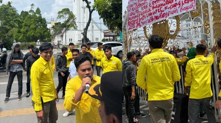 Massa PERMA LABUSEL Kepung Kantor Gubernur, Protes Hibah Polres Rp25 Miliar dan Penundaan Pilkades